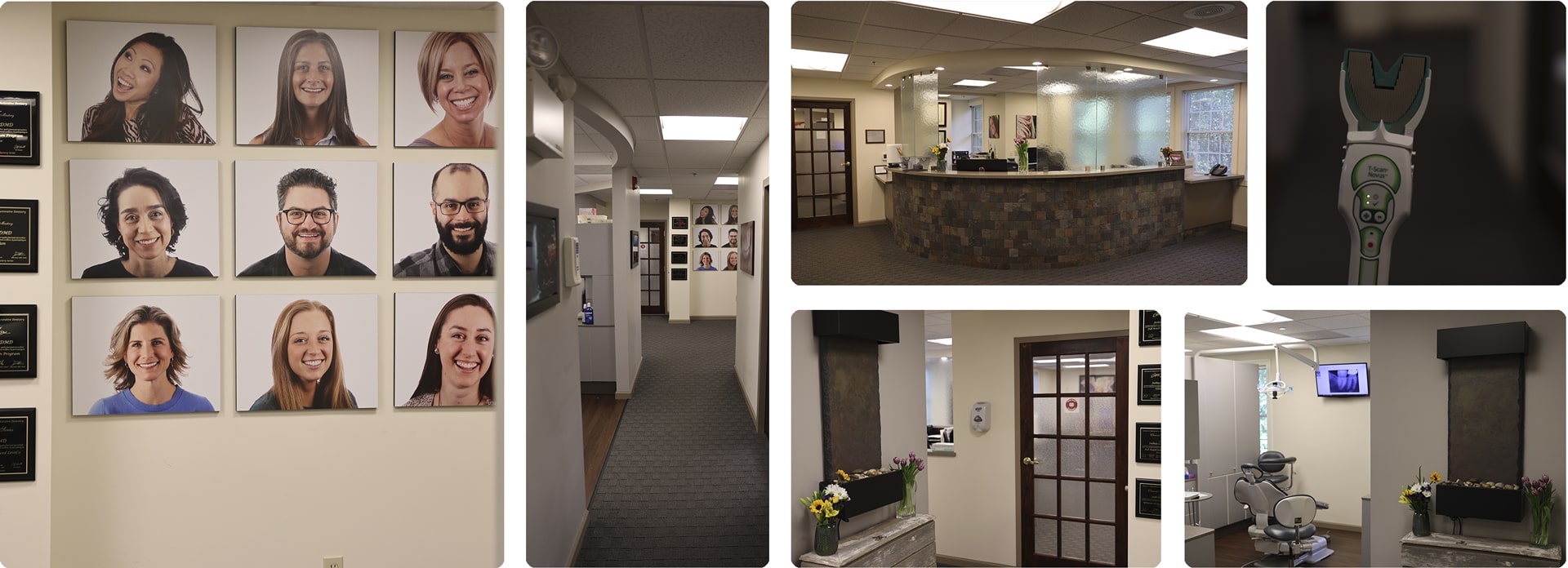 A collage of the dental office of Stelzer Dental